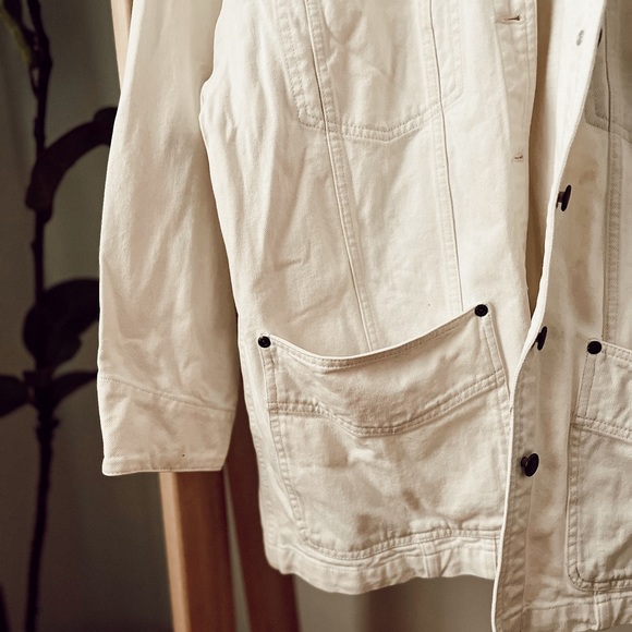 Vintage Chore Coat Off White Denim Cotton Shacket - Picture 5 of 6